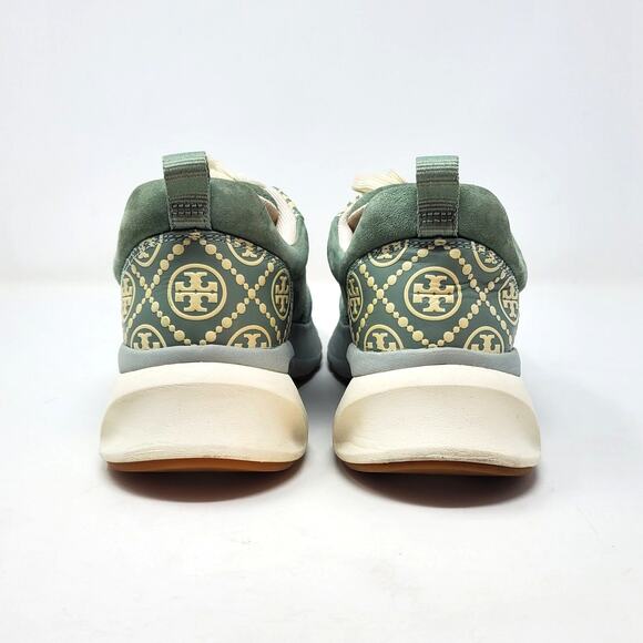 Tory Burch T Monogram Good Luck Trainer Suede Sneakers Blue Celadon Size US 9 - Picture 6 of 10